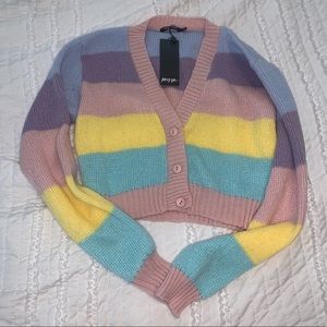 Nasty Gal Pastel de Nata Striped Cropped Cardigan